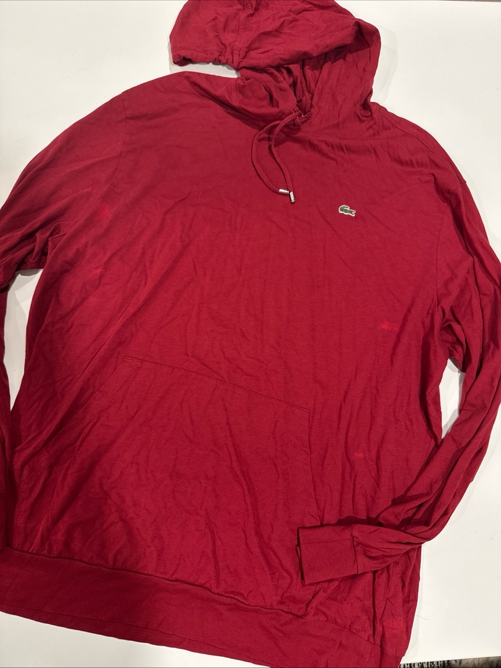 Lacoste Hoodie Men’s Size 9L (4XL) Red Color Has Marks A020826